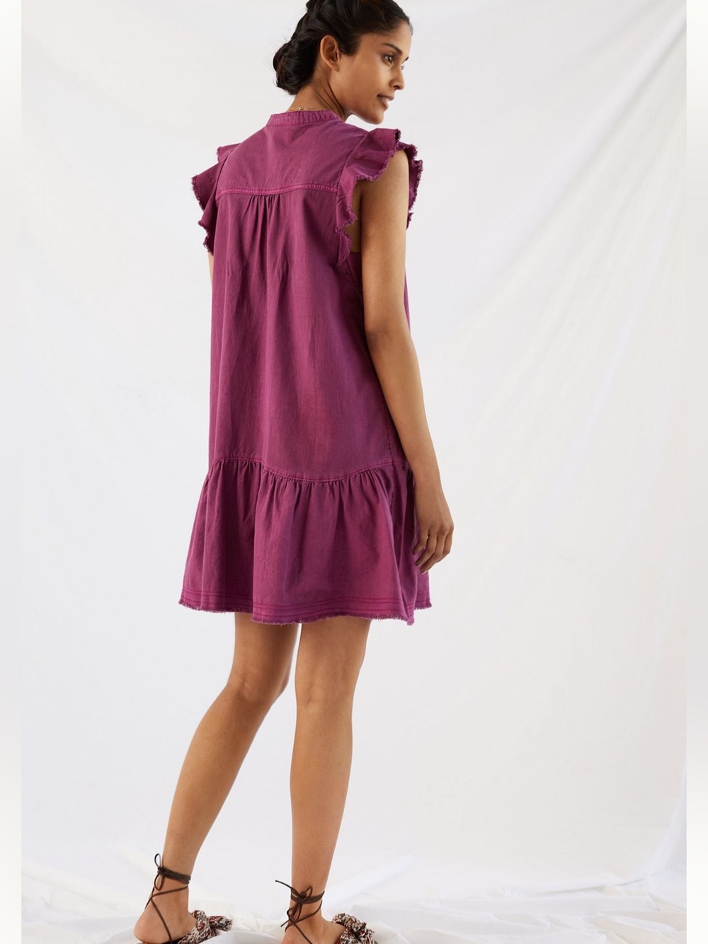 Pilcro Flounced Tunic Dress in Raspberry, size M - Picture 3 of 12
